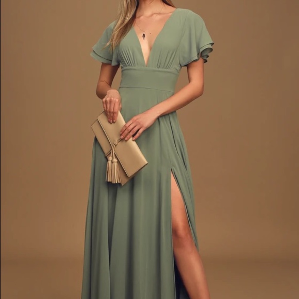 Promise Of Love Sage Flutter Sleeve Maxi Dress